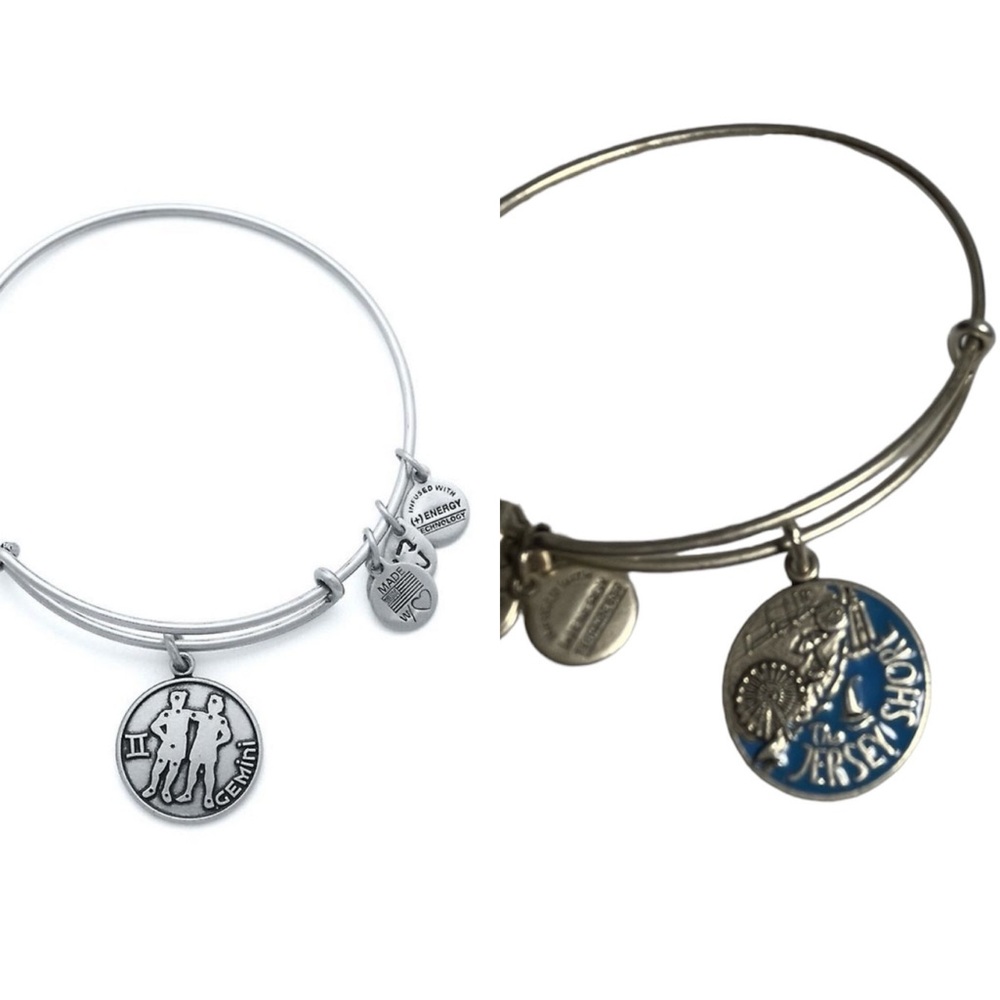 Alex and Ani Jersey Shore & Gemini Charm Bracelets 2 Silver Discontinued